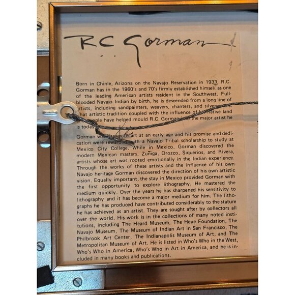 R.C. Gorman "Night" Framed Art Print Signed 7x8 Inches Gold Frame - Picture 11 of 11